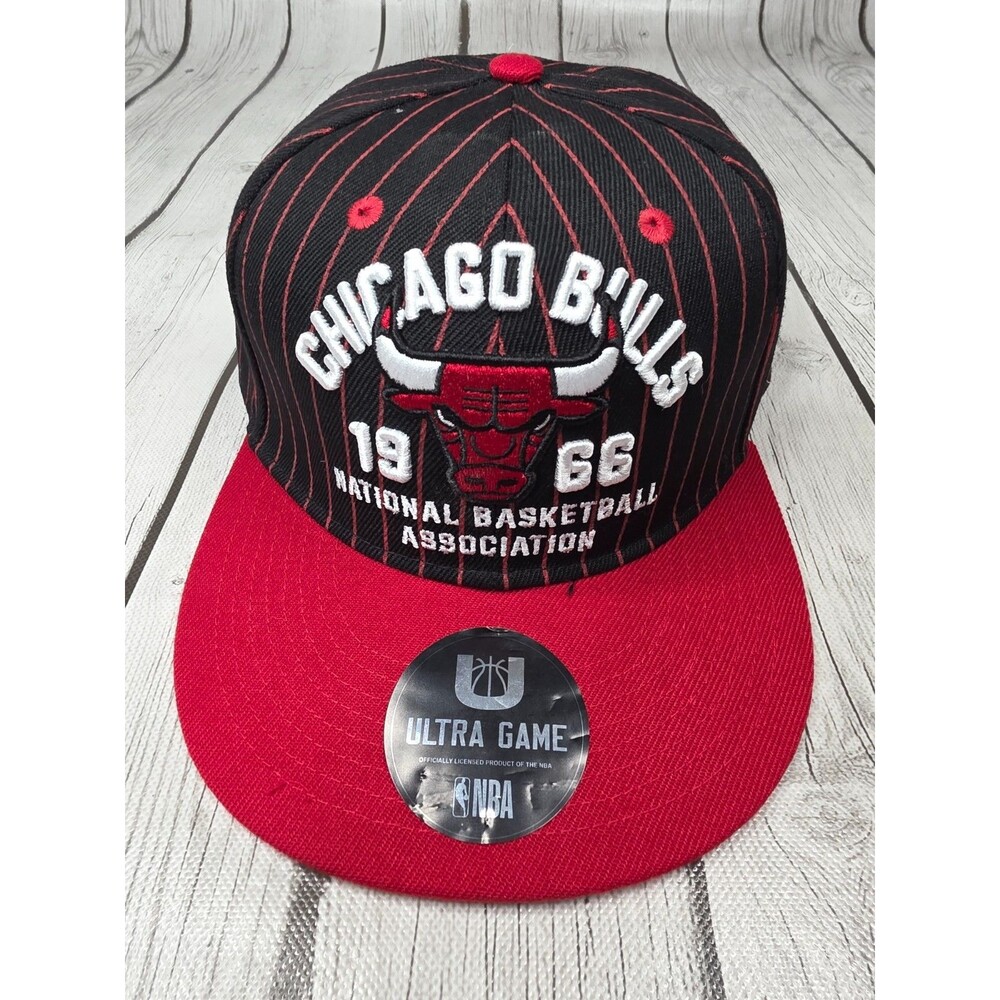 Ultra Game Chicago Bulls Est 1966 Pin‎ Stripe Red Black Cap Snapback Hat